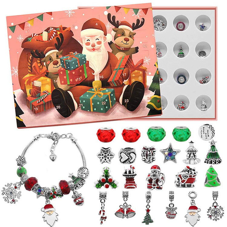 ✨🎅24-дневен календар с обратно броене Коледен комплект гривни за адвент календар