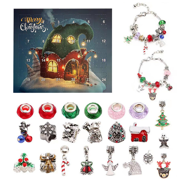 ✨🎅24-дневен календар с обратно броене Коледен комплект гривни за адвент календар